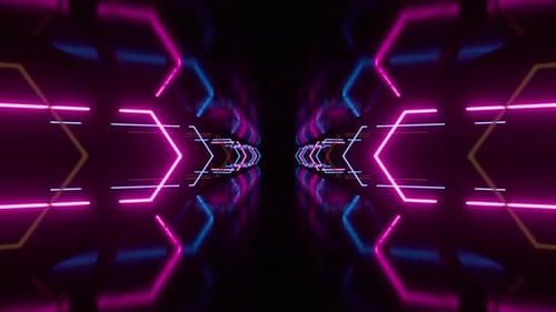 Neon Light Tunnel Sci Fi Futuristic Cyberpunk Glowing Background