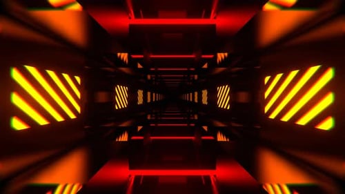 Orange And Red Rhythmically Shimmering Striped Tunnel Background Vj Loop I 4K