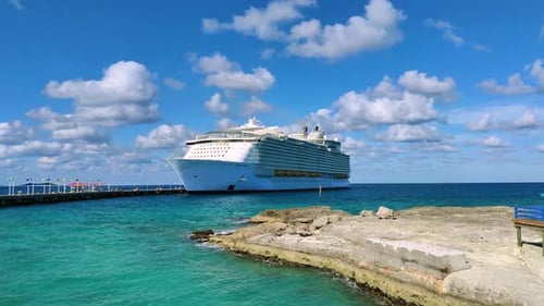 Luxury Cruise ship docked on port in Caribbean island | Largest Cruise ship in the world Docked in i