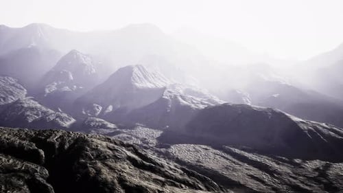 View of the Afghan Mountains in Fog