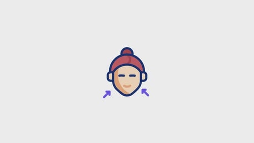 Flat Design Animated Head Icon with Face Contouring Arrows