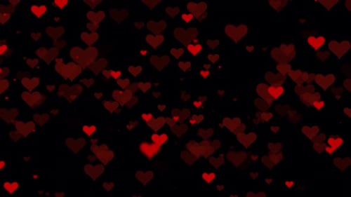 Floating Red Hearts Love Particle Background Loop