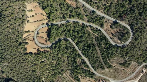 Aerial view of a regional road in Catalonia