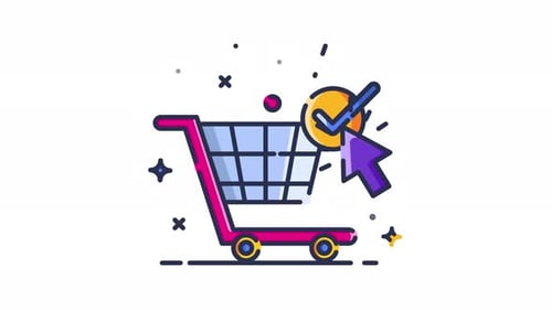 Animated Shopping Cart Confirmation Icon for E-commerce
