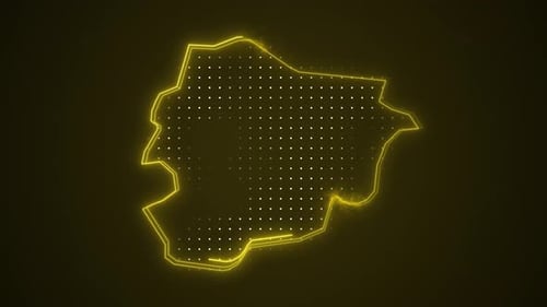 Futuristic Animated Map Outline with Glowing Dots