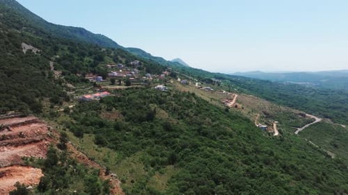 Aerial view of mountain village, Montenegro.