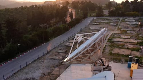 Satellite Dishes at sunset- Aerial view