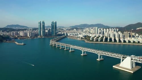 Busan Gwangan Bridge aerial view, South Korea