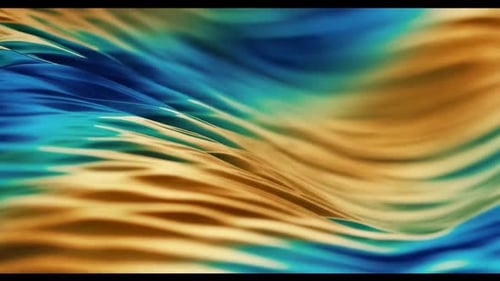 Abstract Flowing Liquid Gold and Teal Blue Waves Motion Grap