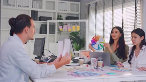 Group of multi-Ethnic businessman and businesswoman working in office.