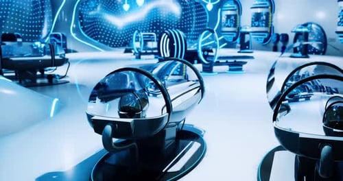 Futuristic Workspace Filled with Advanced Technology in a Modern Setting