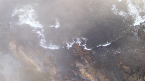 Aerial of the rugged coastline in California at Dawn