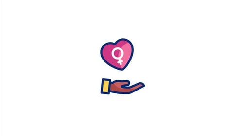 Animated Hand Holding Pulsing Female Symbol Heart Icon