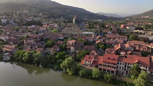 Panoramic Views Of Mtskheta From The River Side