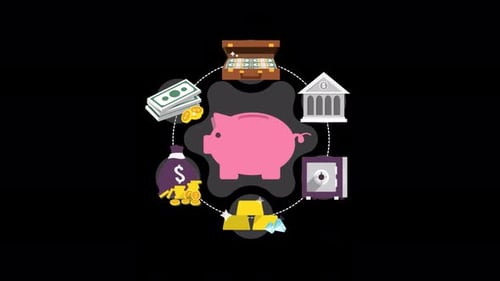 2D Cartoon Economy Banner Animation Alpha Channel 4K