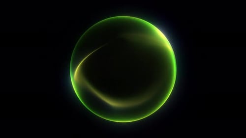 Glowing digital sphere with smooth mesh surface. Green neon energy orb. Lime emerald luminous gradie