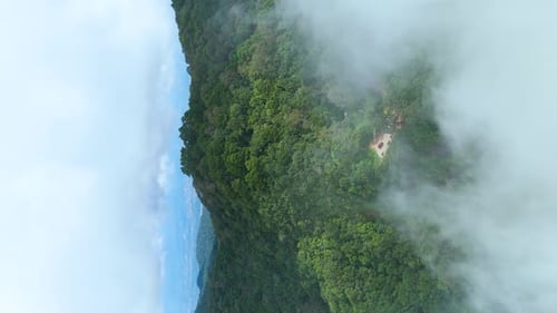 Mountain Viewpoint nestled in Clouds, Doi Pui Viewpoint Doi Suthep National Park Chiang Mai, Lush Gr