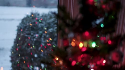 Christmas Tree with Snowy Winter Scene Outside
