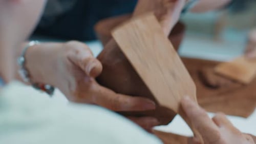 Person Works with the Clay in the Pottery Workshop During Masterclass