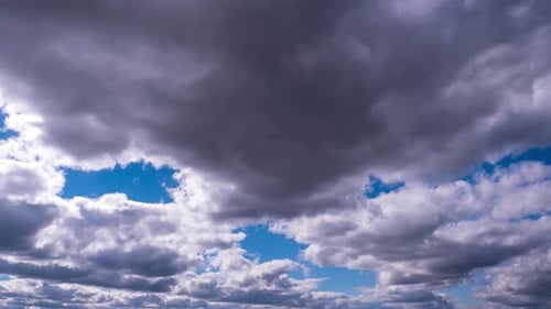 Clouds Moving Under the Bright Sun in the Blue Sky Timelapse