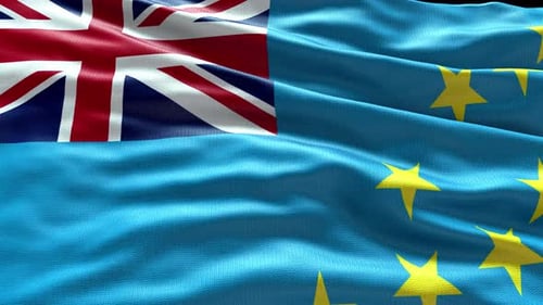 Tuvalu National Flag Realistic Waving Seamless Loop