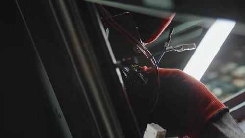Electrician Connecting Cables Close Up