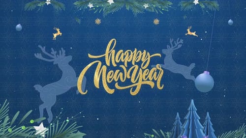 Happy New Year Glitter Text with Festive Winter Holiday Animation