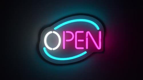 Neon Open Sign Business Flicker Animation