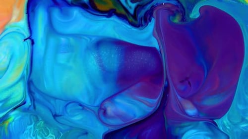 Abstract Footage of Blue, Purple, and Orange Paint