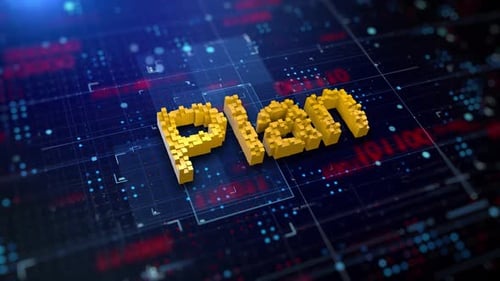 Futuristic Voxel PLAN Text Animation on Digital Technology Grid