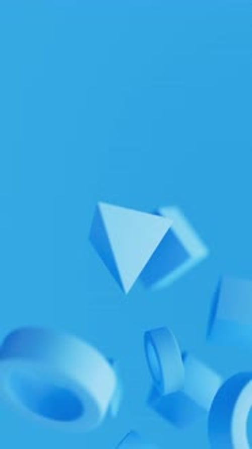 Abstract 3d Blue Geometric Shapes Rotating Animation Loop Modern Minimalistic Background 3d Render