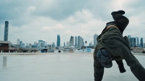 Professional B-boy dance performance by professional street dancer. hiphop.