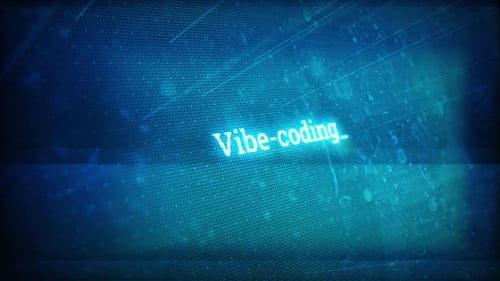 Digital Screen Showing Vibe Coding Message