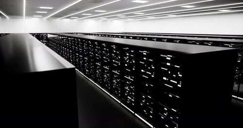 The Server Room Data Center Storage With Lights 3D Rendering In The Office