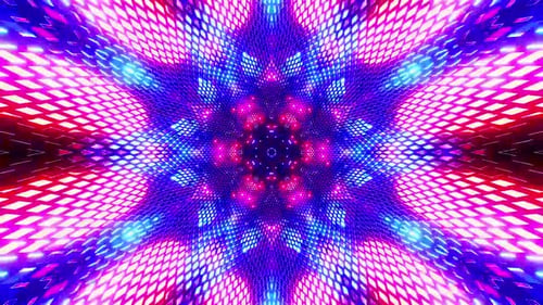 Lebendiges Kaleidoskop mit faszinierenden roten und blauen Lichteffekten