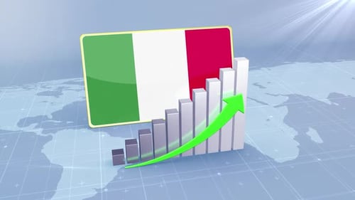 Italy Economic Growth Bar Chart Graph Rising Green Arrow