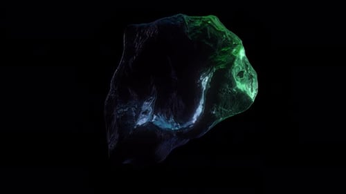 Abstract Fluid Morphing Shape with Glowing Blue and Green Hues