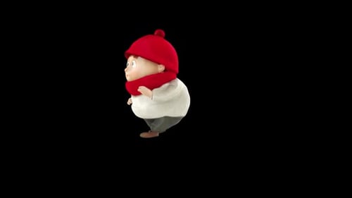 Animated 3D Child Character Running in Winter Attire