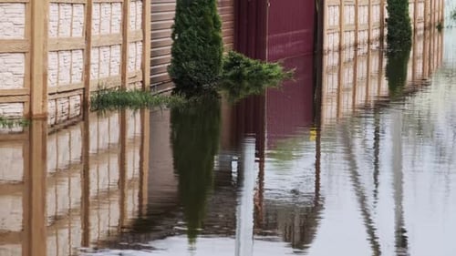 Flooding of Private Houses in Village Overflowing with Water Natural Disasters