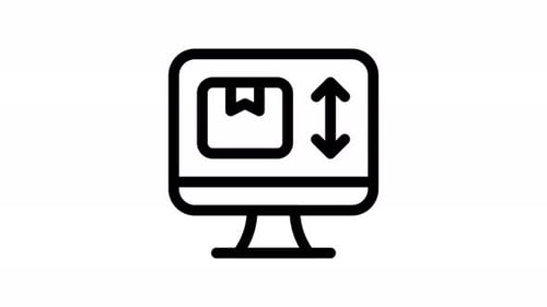 Animated Computer Monitor with Shipping Package Icon