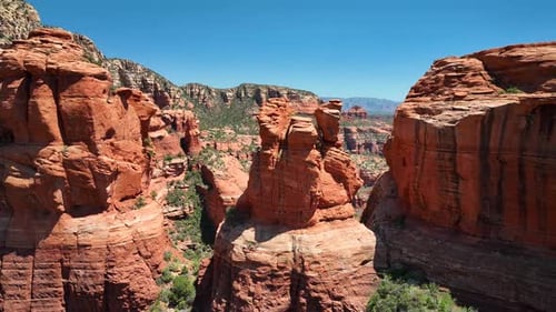 Aerial view of Red Canyon red rocks, United States.