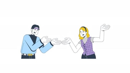 Couple arguing in heated discussion 2D characters animation