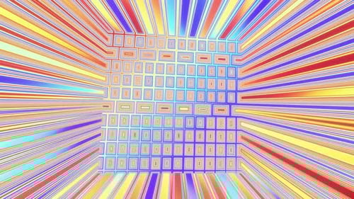 Abstract geometric disco cube flickering colorful Vj loop background 3d render. Mesmerizing