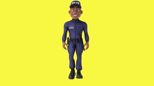 Lustiger 3D-Cartoon-Polizeibeamter (mit Alphakanal)