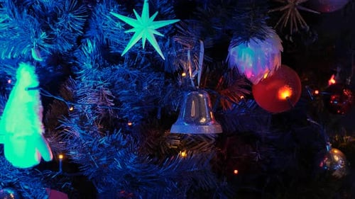 Festive Christmas Tree Decorations with Twinkling Lights
