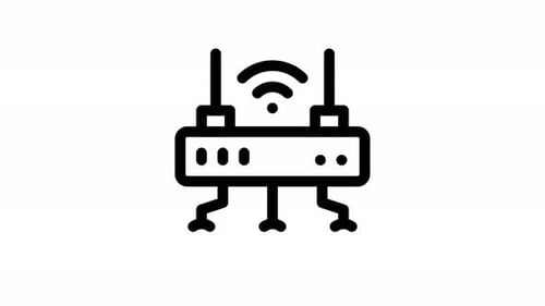Flat Design Animated Wi-Fi Router Icon for Network Technology