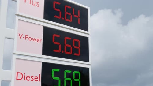 Digital Gas Price Sign Displaying Rising Fuel Costs Animation