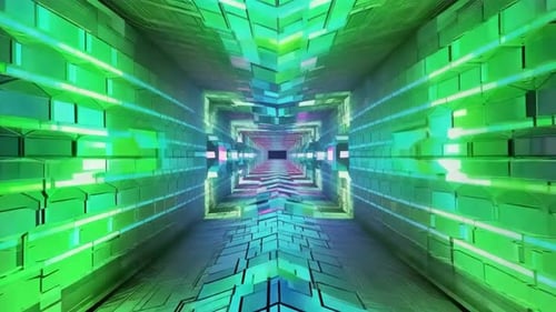 Cyberpunk Neon Blocky Tunnel VJ Loop