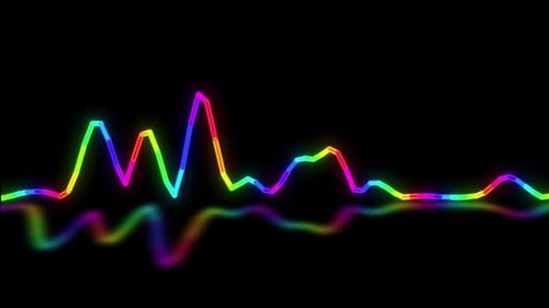 Sound Wave Signal Animation. Abstract Glowing Sound Wave Animation On Black Background. Abstract Mus