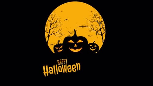 Happy Halloween Title Animation With Spooky Pumpkins And Bats